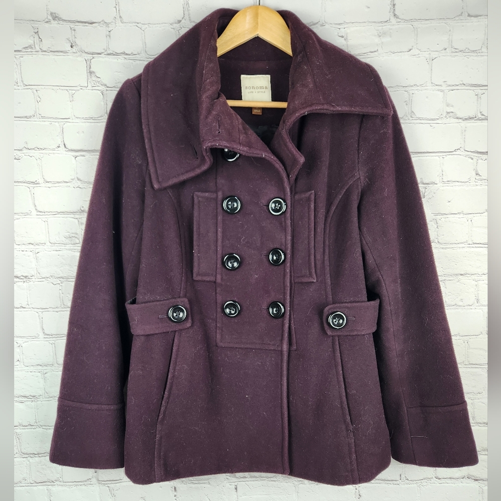Sonoma Purple Wool Pea Coat